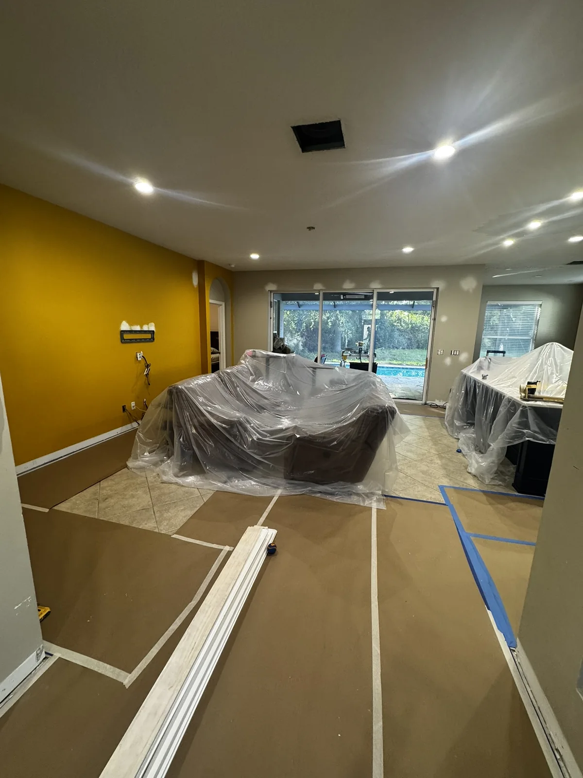 Protected interior during painting