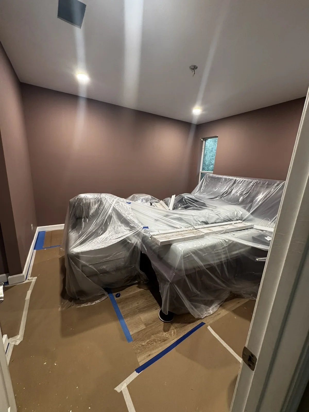 Protected interior painting workspace