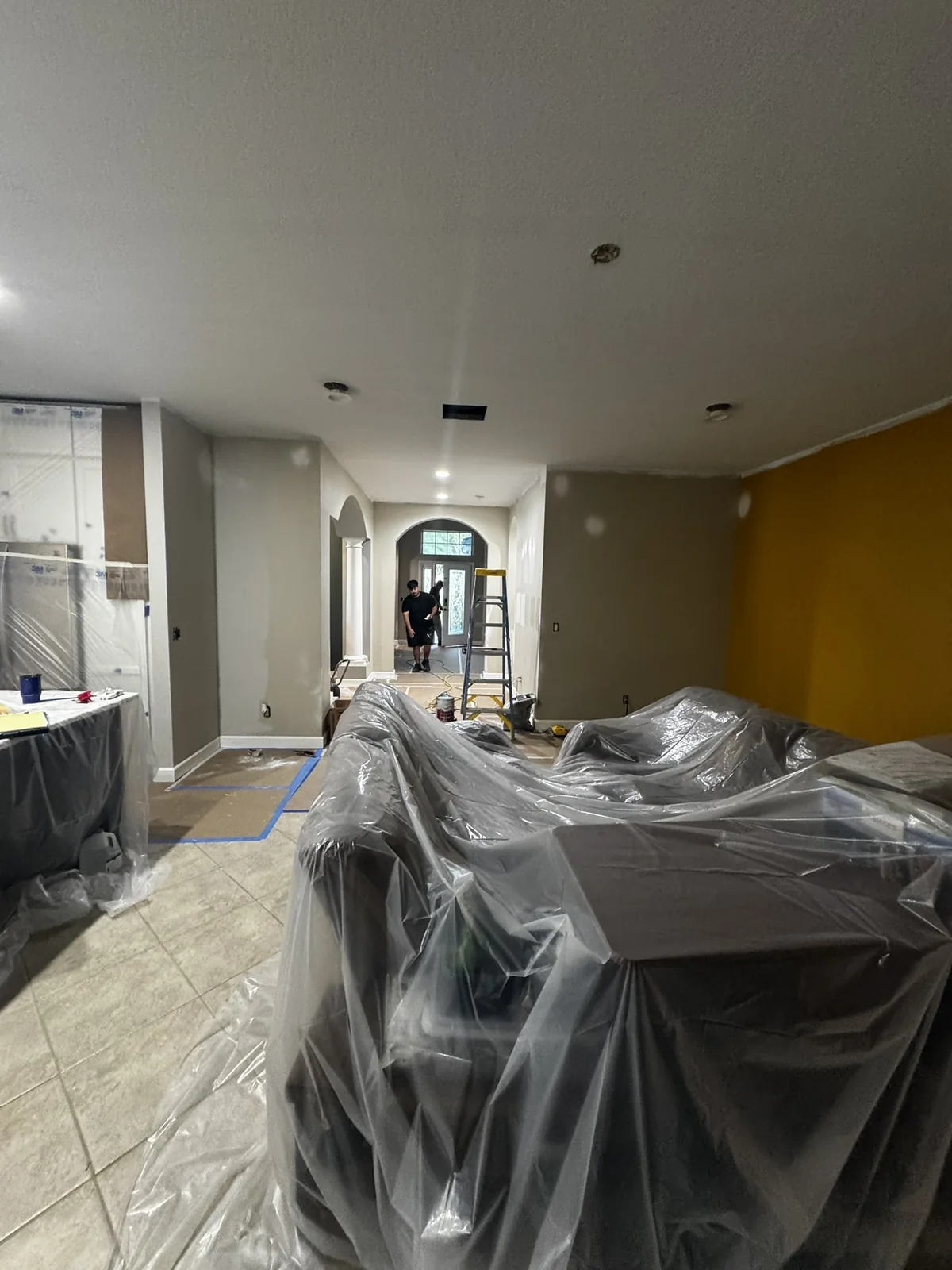 Protected living area during painting