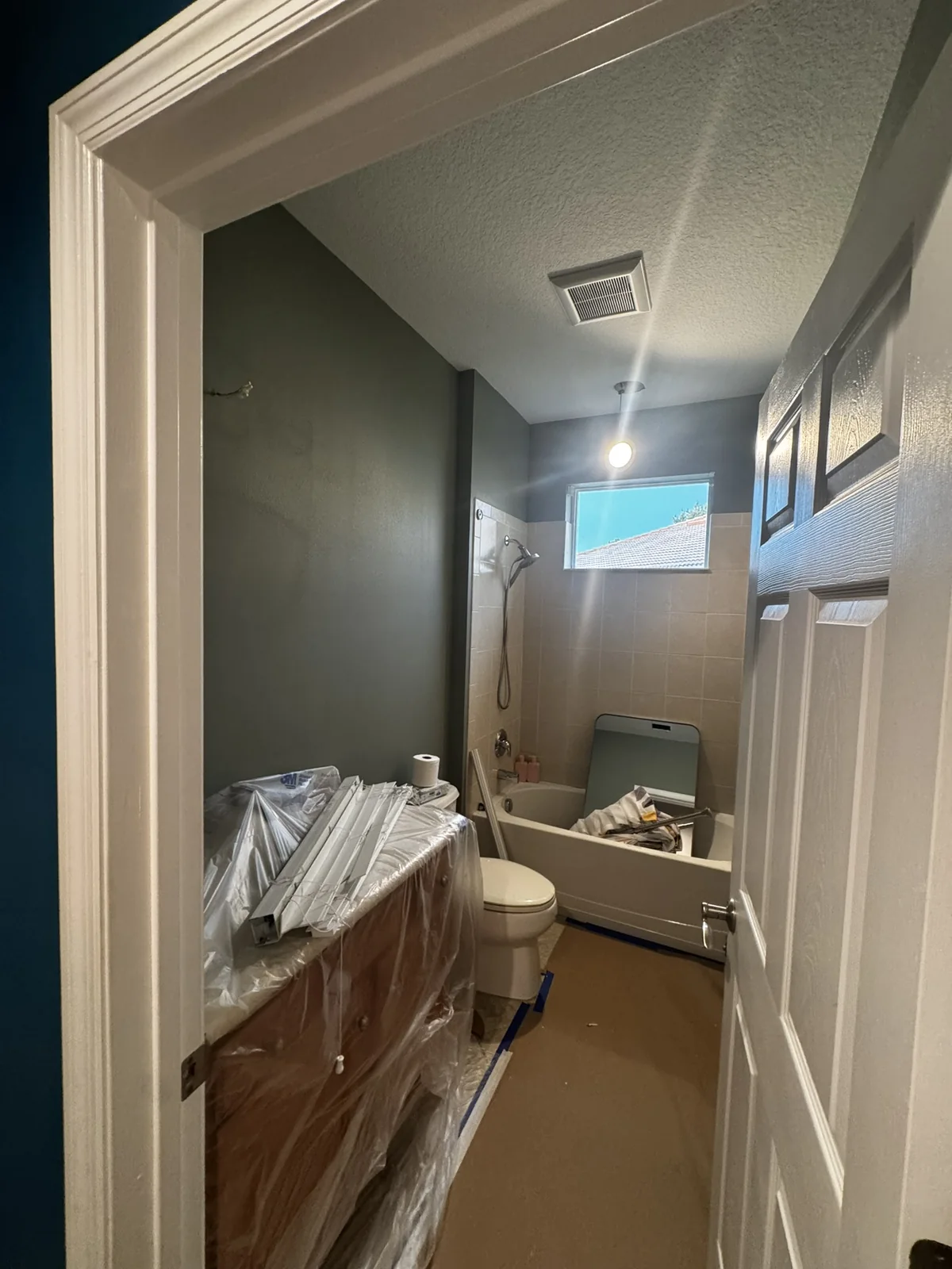 Bathroom interior painting workspace