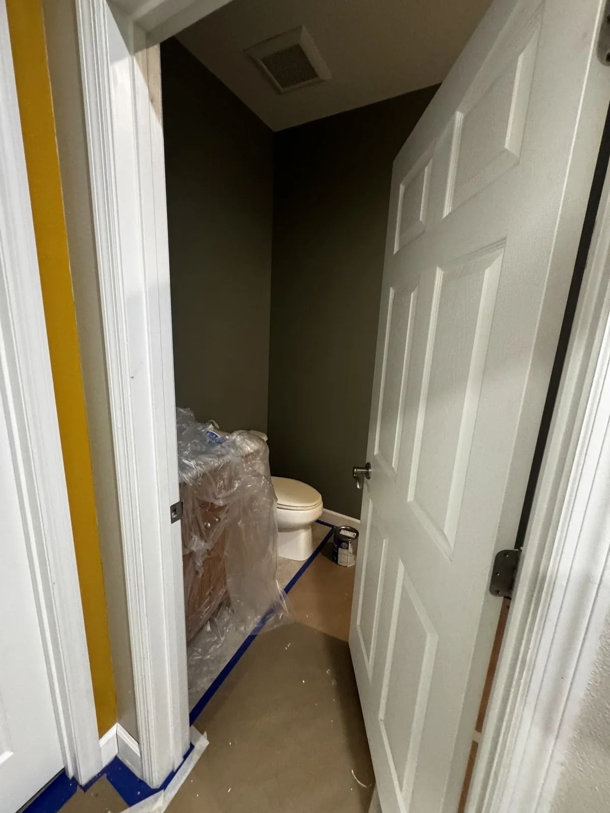 Bathroom interior painting workspace