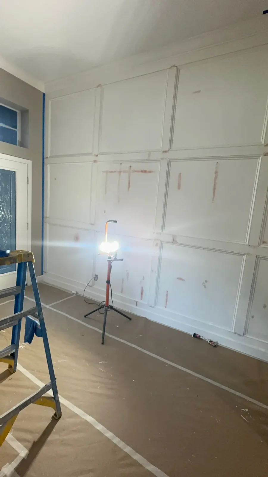 Prepared wall during interior painting