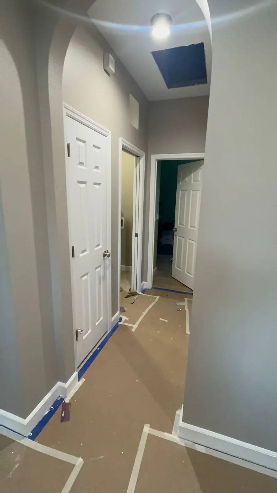 Protected hallway during interior painting