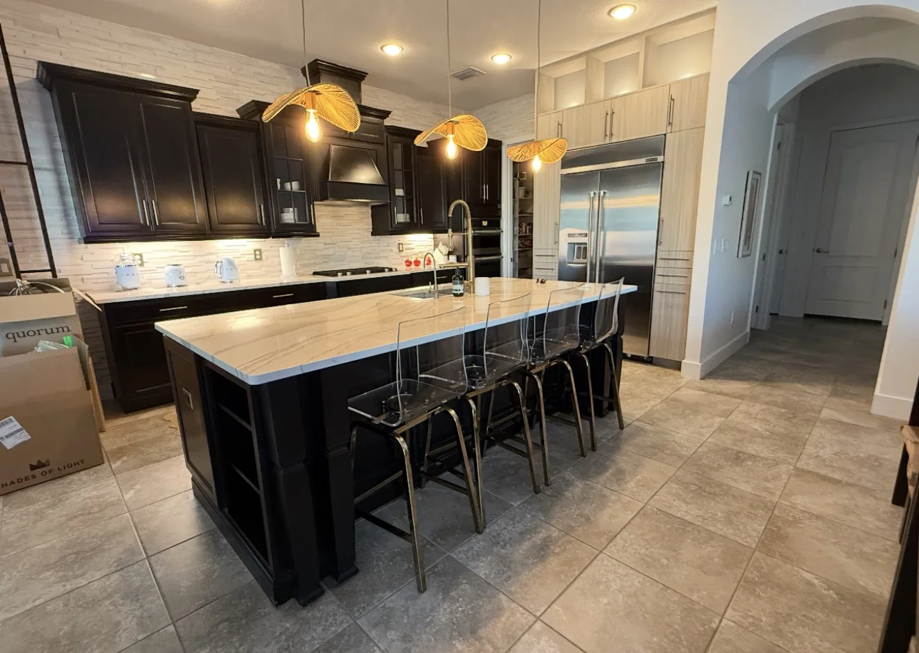 Kitchen cabinetry and island